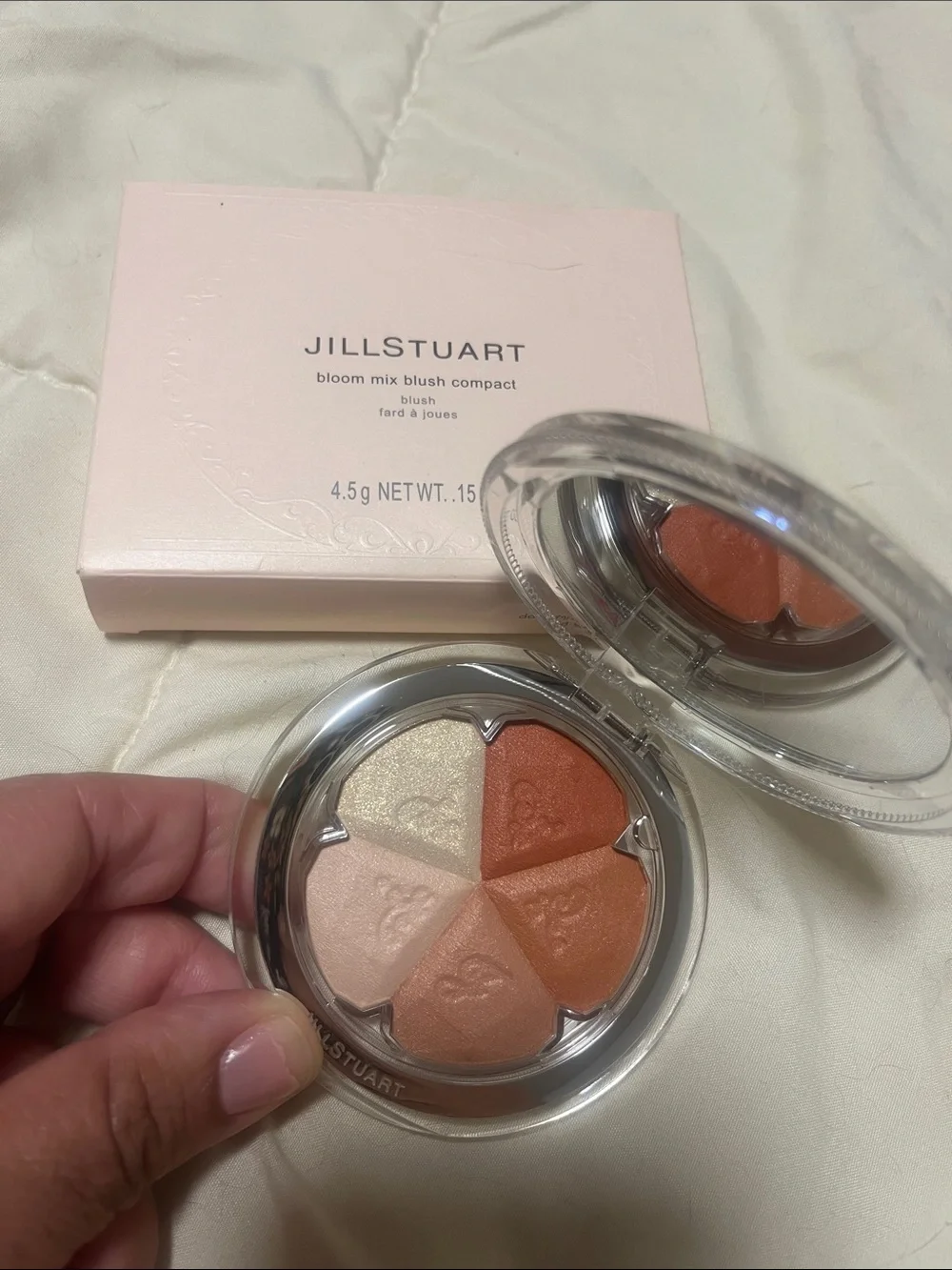 Jill Stuart Bloom Mix Blush Compact - Soft Pink Packaging with Silver Lid